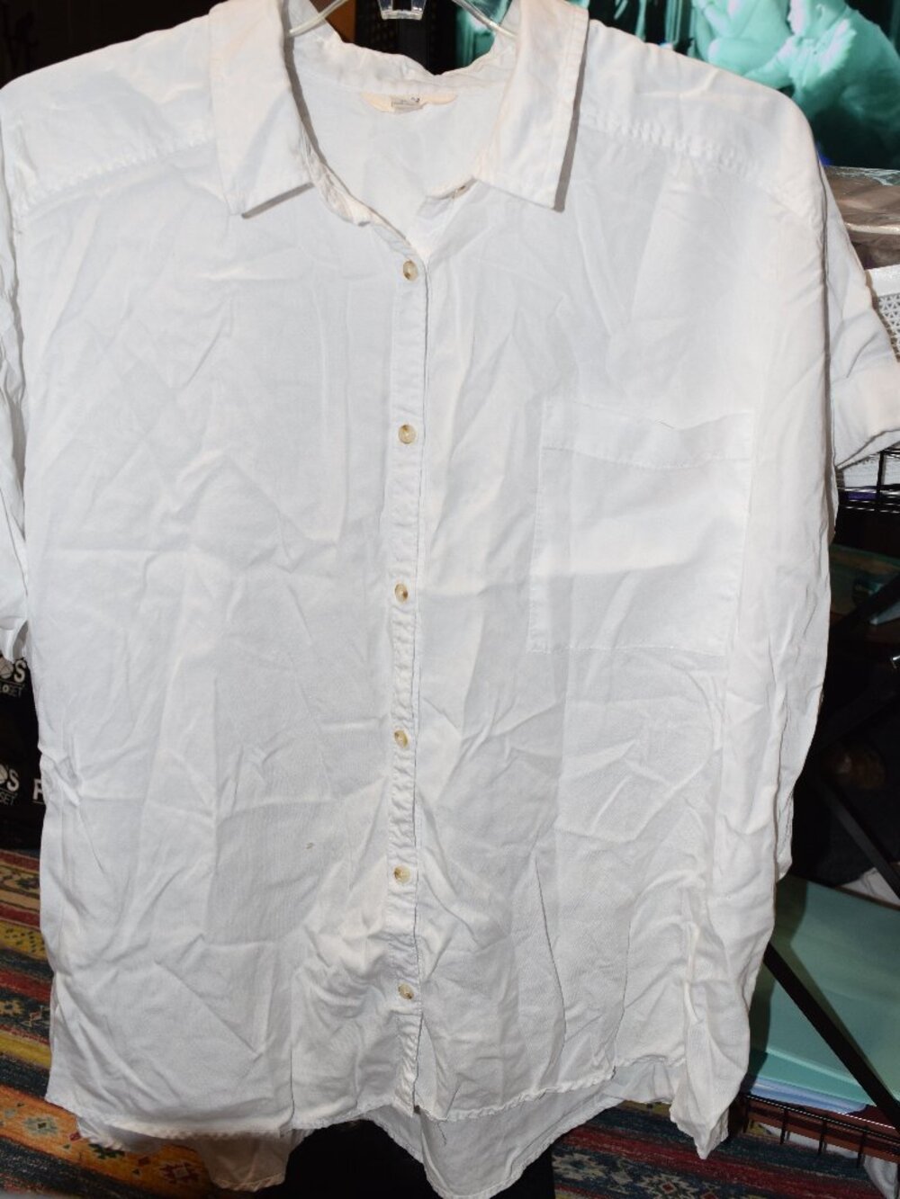 Terra & Sky White Button Blouse, SS, Size 3X